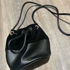 Chic Black Suede and Leather Shoulder Bag